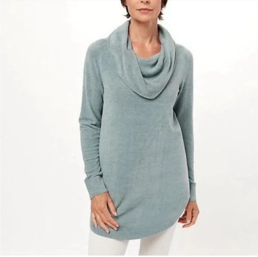 Barefoot Dreams Cowl Neck Sweater Tunic - Light Sage Green